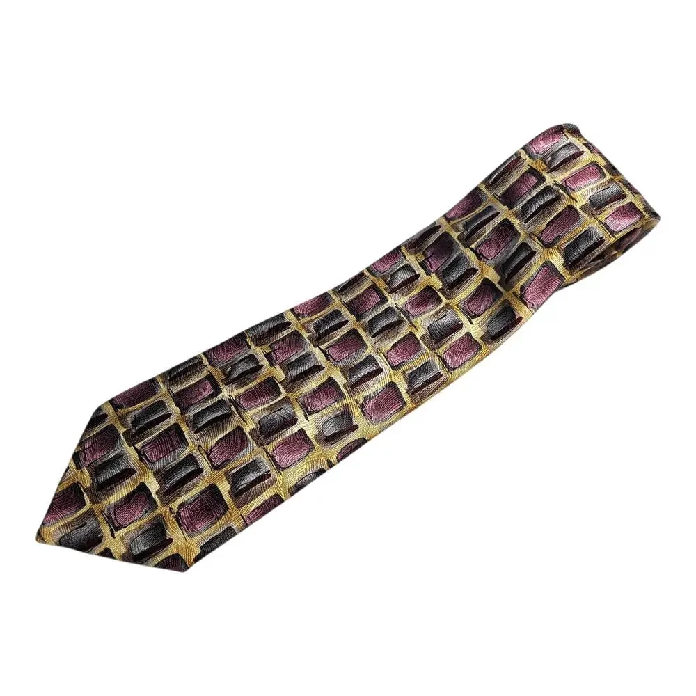 J. GARCIA Men 100% Silk Tie Necktie 2005 Collection Forty Extra Long Purple Gold
